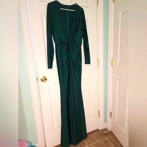 Fashion Nova 2xl Hunter Green Evening Gown Dress V neck